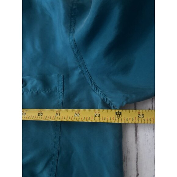 Vintage 100% Silk Turquoise Button Up Shirt Men’s Size Large Thin 90s - Picture 8 of 9